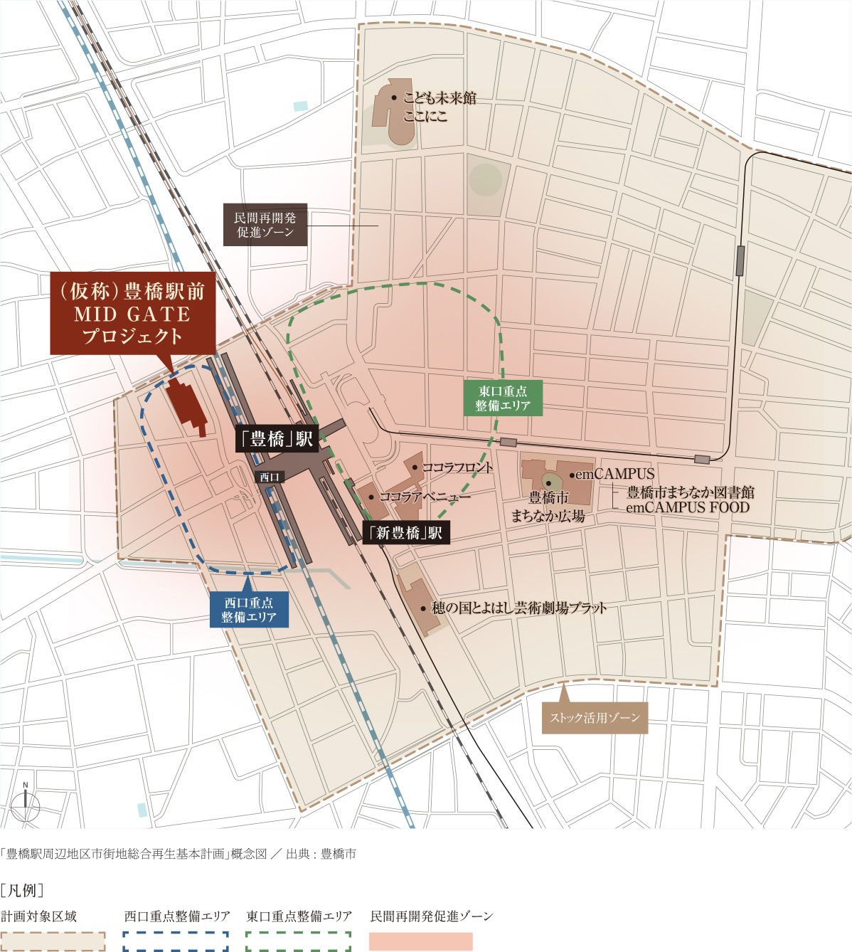 「豊橋駅周辺地区市街地総合再生基本計画」概念図